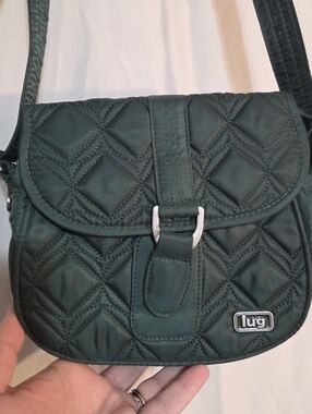 Lug Quilted Crossbody Bag in Dark Green